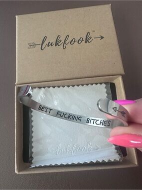 Silver-Tone 'Best Fucking Bitches' Cuff Bracelet